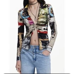 Desigual Women's Collage Print Shirt designed Size Large